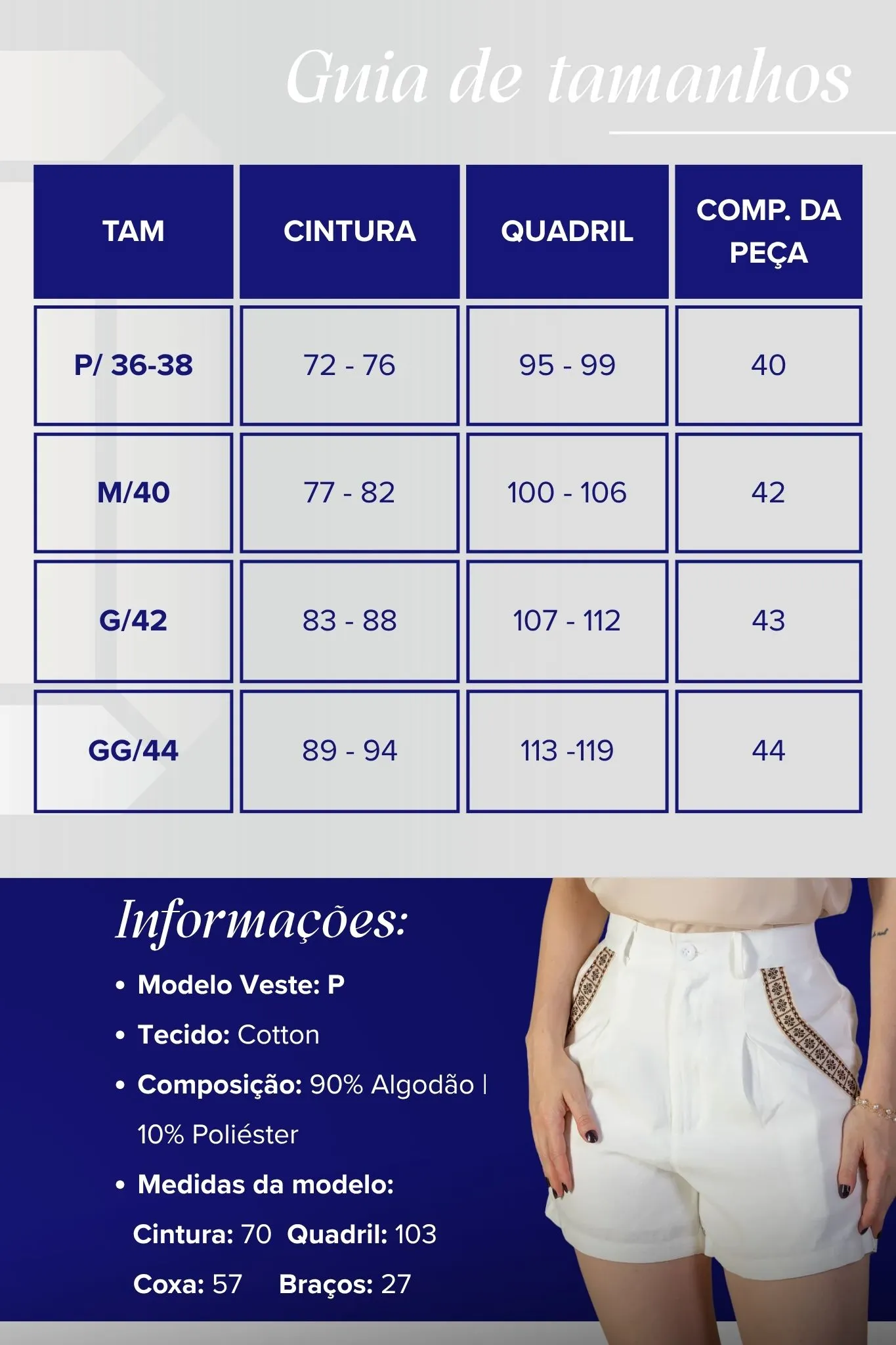 Shorts Detalhe Bolsos Cotton Maju Coutinho Branco - Image 3