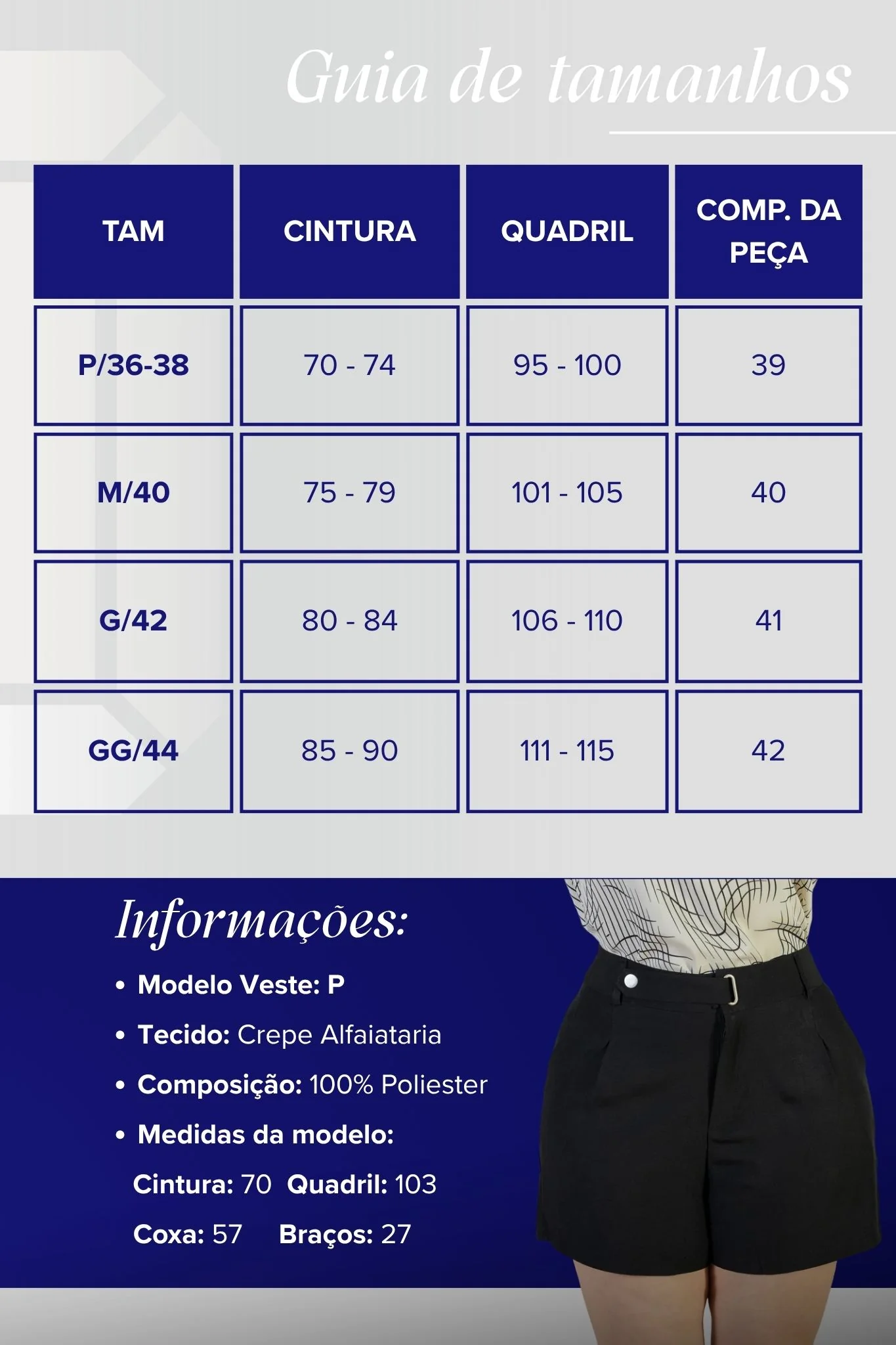 Shorts Detalhe Cós Assimétrico Alfaiataria Catarina Preta - Image 3